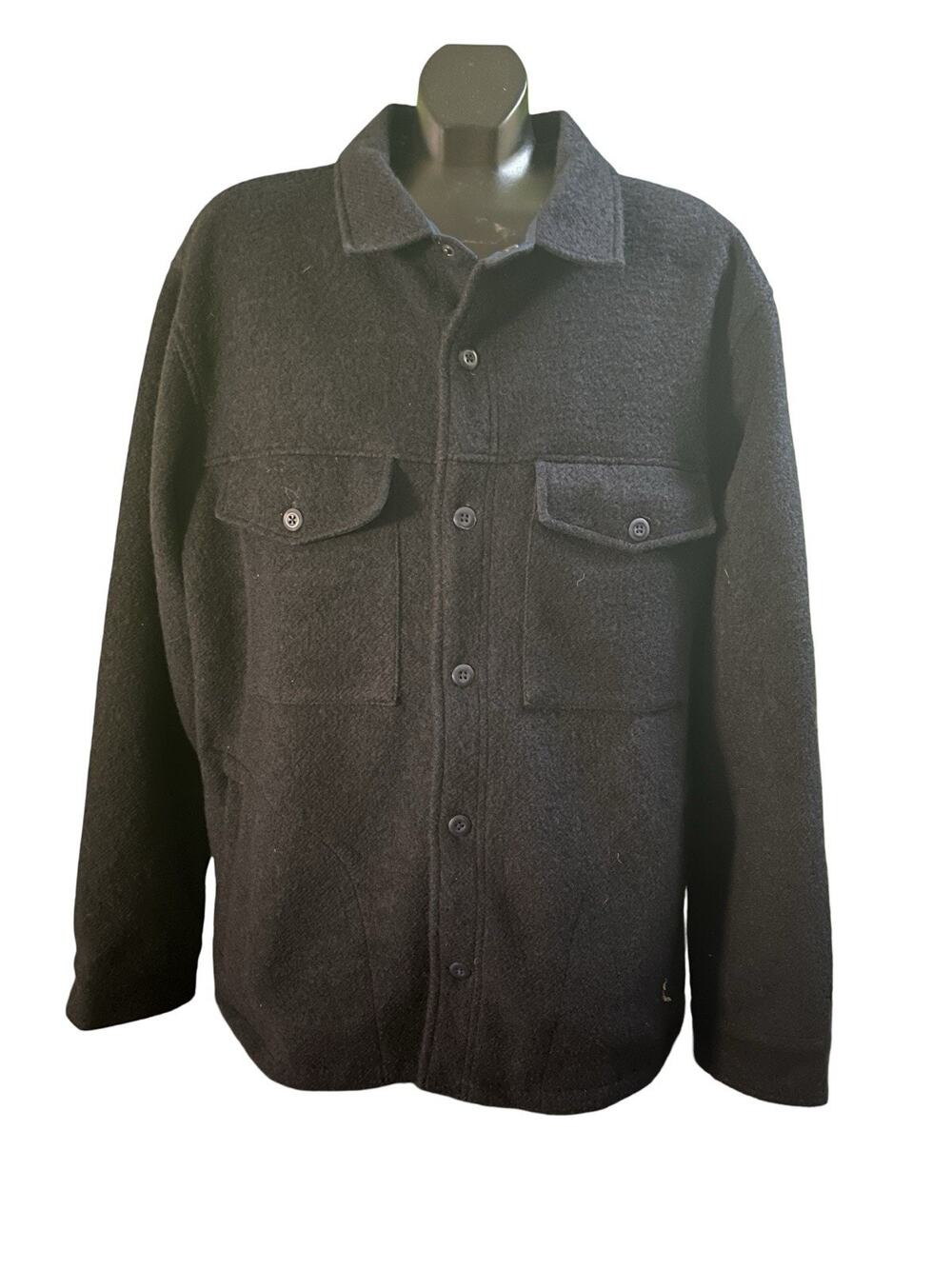 REI Co-op Wool Blend Shirt Jacket Men’s XL Black Button Front Outdoor Shacket
